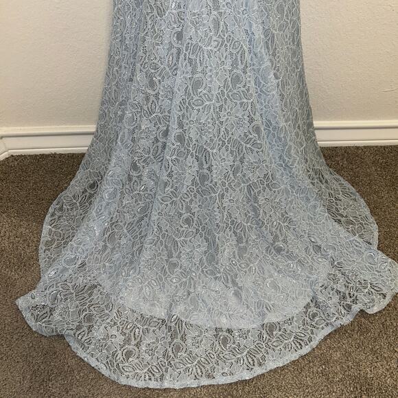 Lulus Dreaming of This Ice Blue Embroidered Lace Sleeveless Maxi Dress Sz Small - Picture 9 of 9